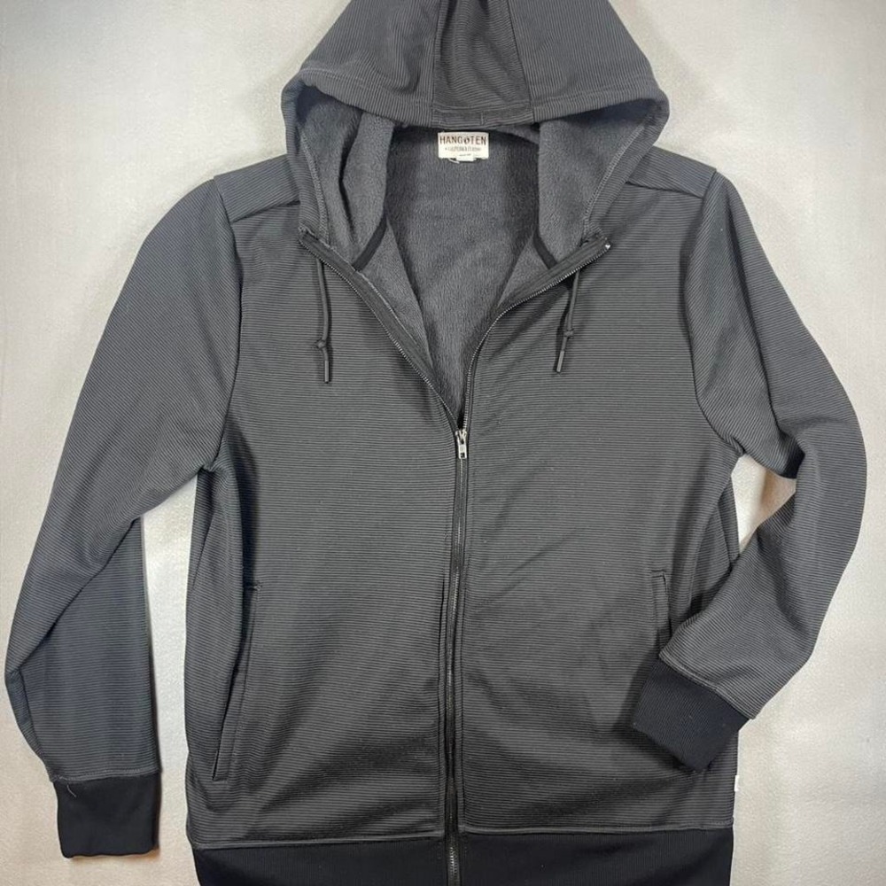 Hang‎ Ten Men's Black and Grey Zip-Up Hoodie Sz. M